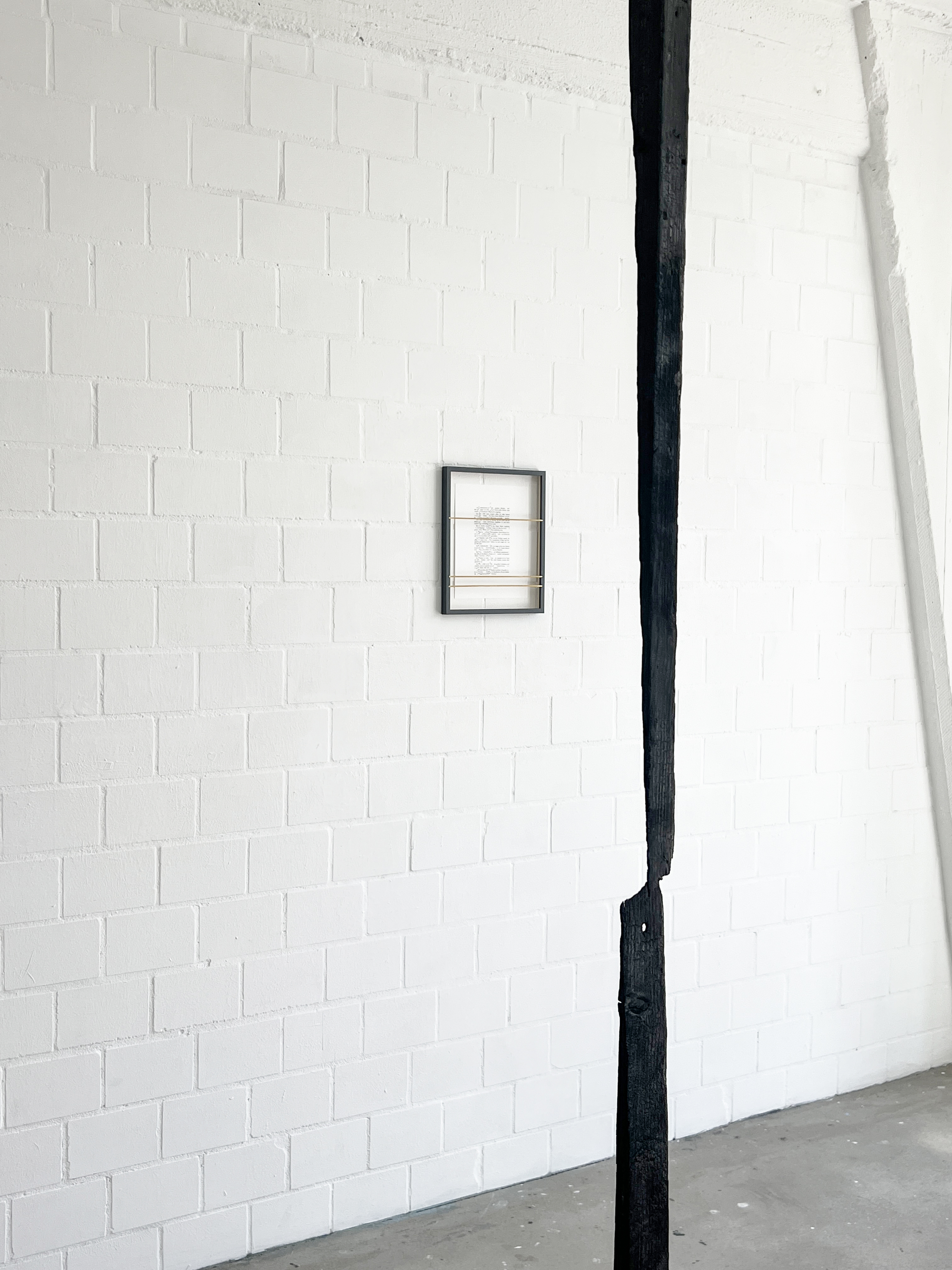 Hui Chen Yun, Die Vermessung der Einsamkeit, 2023/2024, verkohltes Holz, Holzrahmen, Digitaldruck, variable Größe, Ausstellungsansicht © Hui Chen Yun